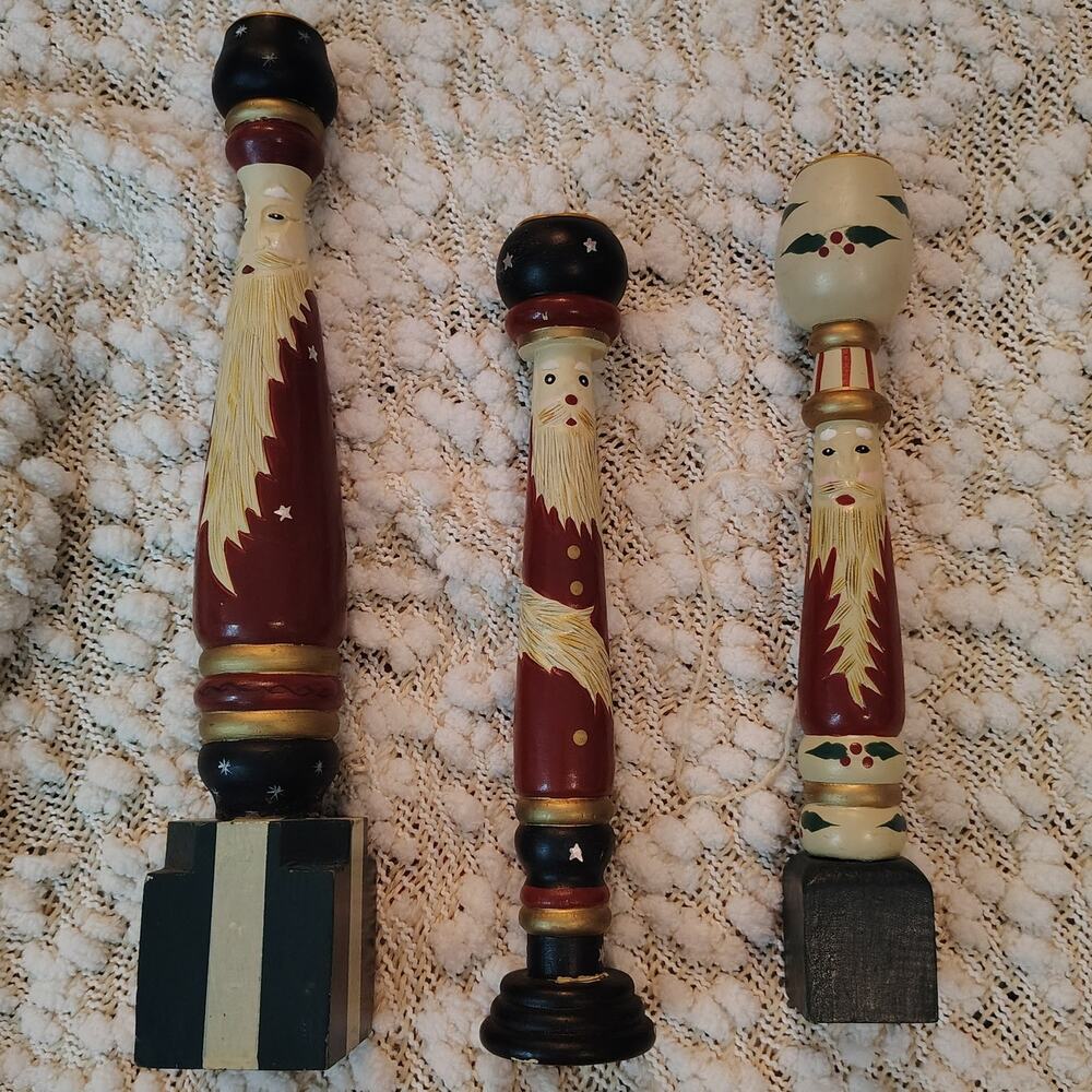 Vintage 3 Santa Candlestick Set 1995 House of Lloyd Christmas Around the World - Picture 3 of 10
